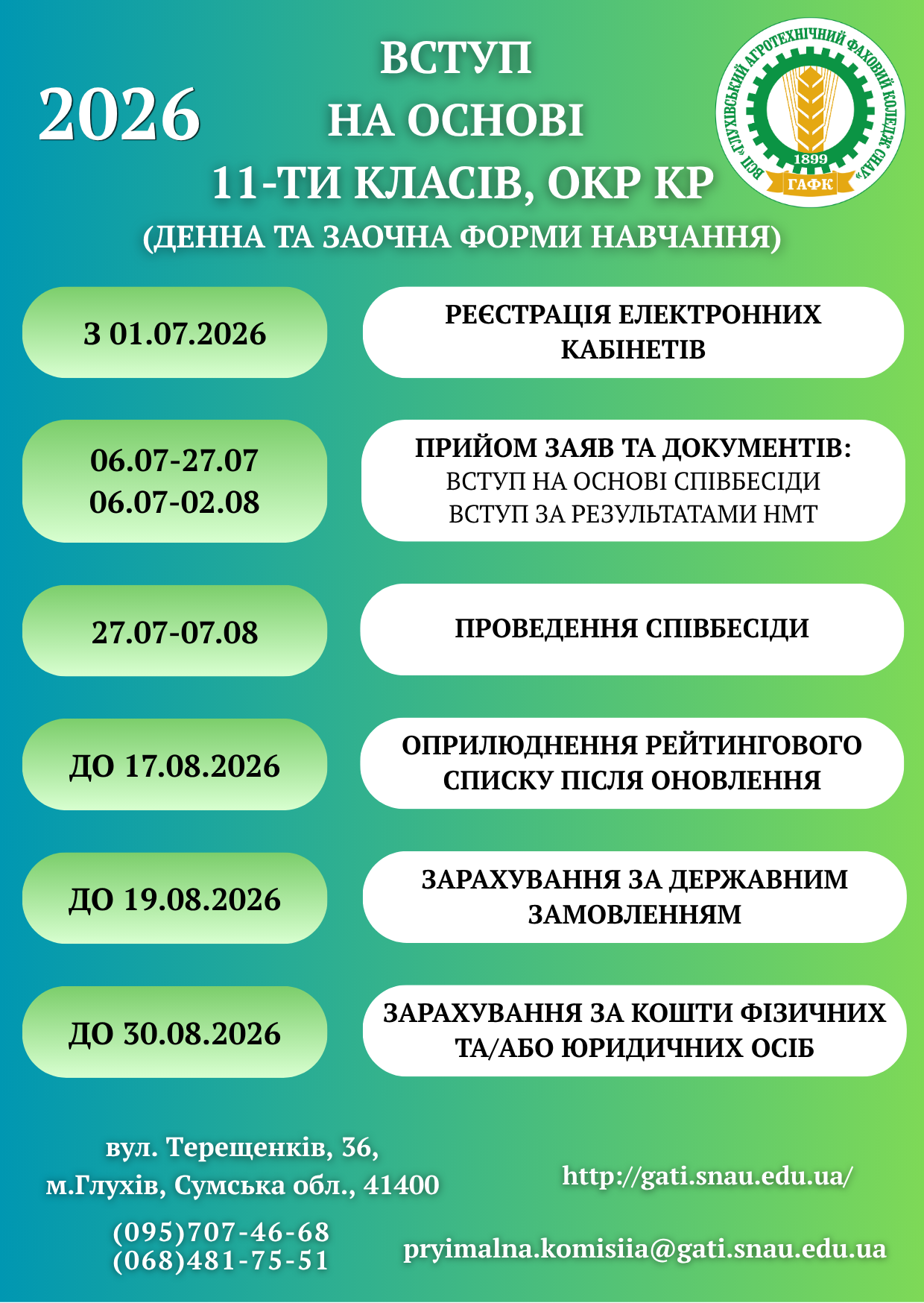 Календар вступу 11 клас