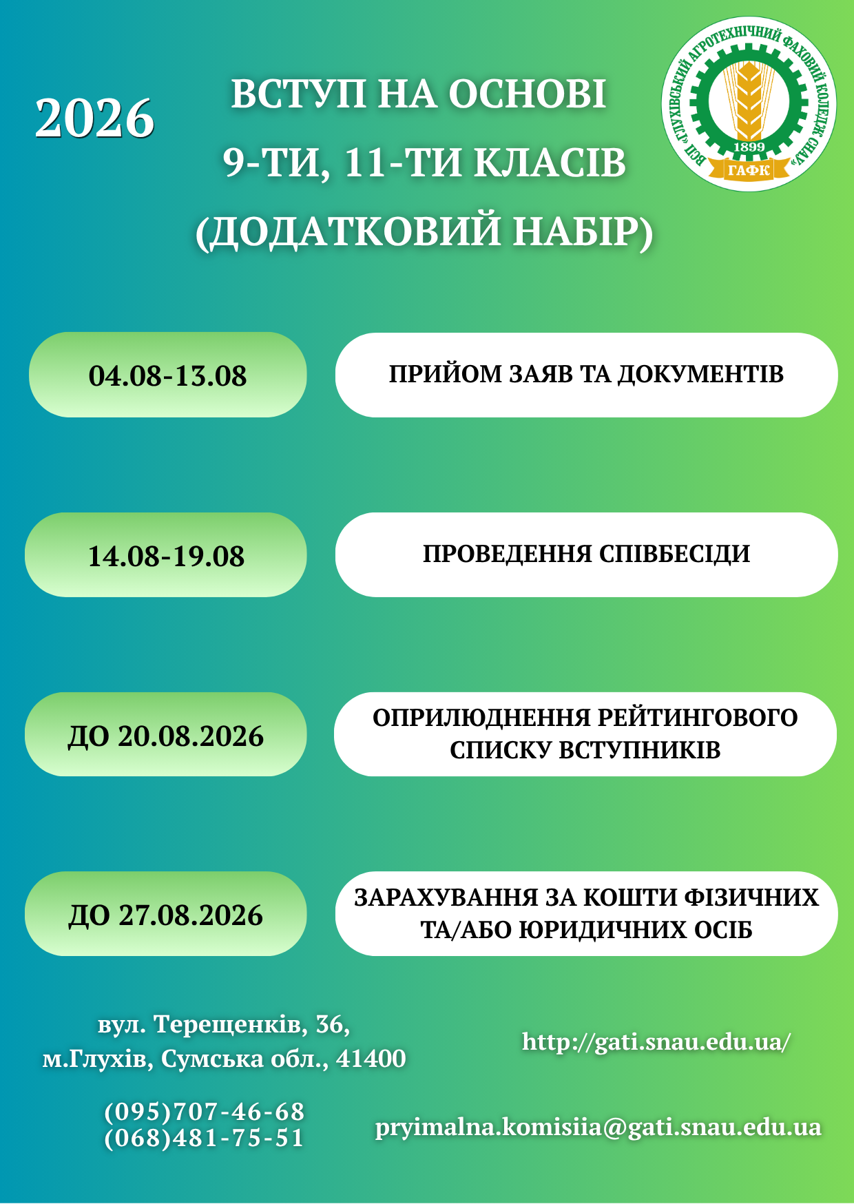 Календар вступу 9 клас